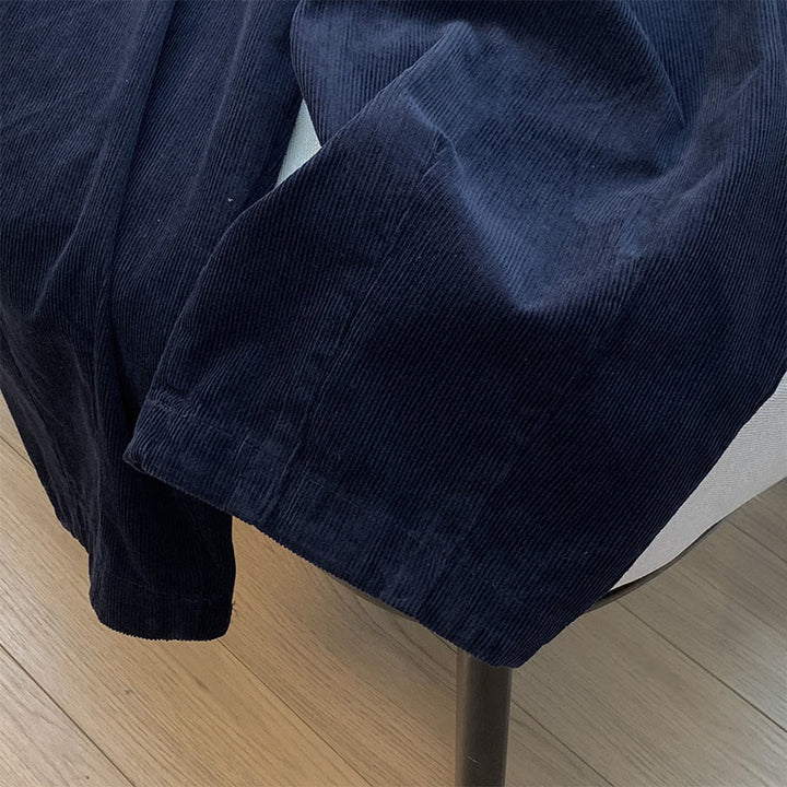 Buddha Stones Plain Elastic Waistband Design Women's Wide Leg Corduroy Cotton Pants With Pockets - image 18