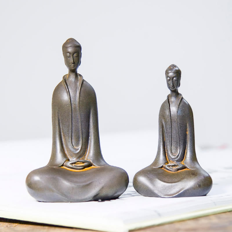 Buddha Stones Handmade Sakyamuni Buddha Iron Powder Rust Cast Resin Statue Home Decoration - image 24