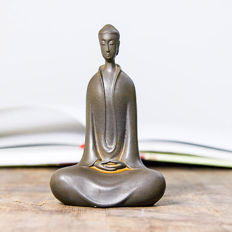 Buddha Stones Handmade Sakyamuni Buddha Iron Powder Rust Cast Resin Statue Home Decoration - image 19