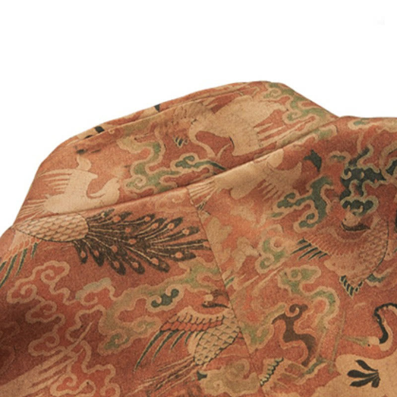 Buddha Stones 100% Mulberry Silk 30 Momme Phoenix Auspicious Clouds Long Sleeve Men's Jacket - image 6