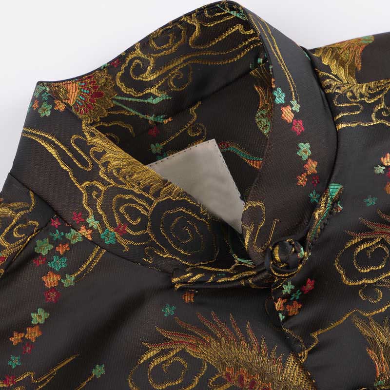 Buddha Stones Colorful Phoenix Auspicious Clouds Frog-Button Long Sleeve Men's Jacket With Pockets - image 5