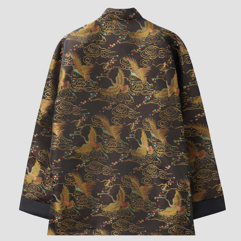 Buddha Stones Colorful Phoenix Auspicious Clouds Frog-Button Long Sleeve Men's Jacket With Pockets - image 1