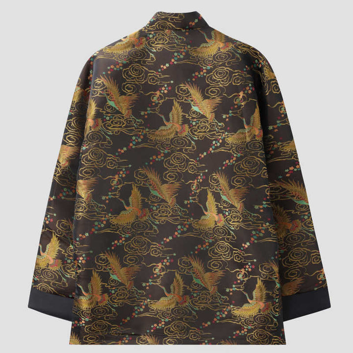 Buddha Stones Colorful Phoenix Auspicious Clouds Frog-Button Long Sleeve Men's Jacket With Pockets - image 1