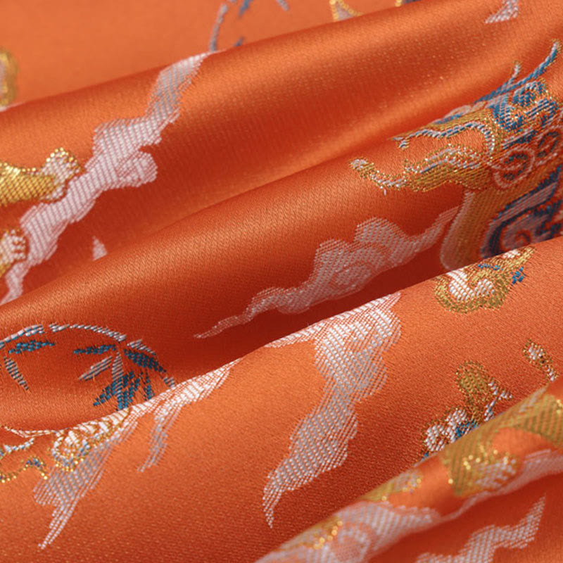 Buddha Stones Orange Kirin Auspicious Clouds Frog-Button Long Sleeve Men's Jacket With Pockets - image 11