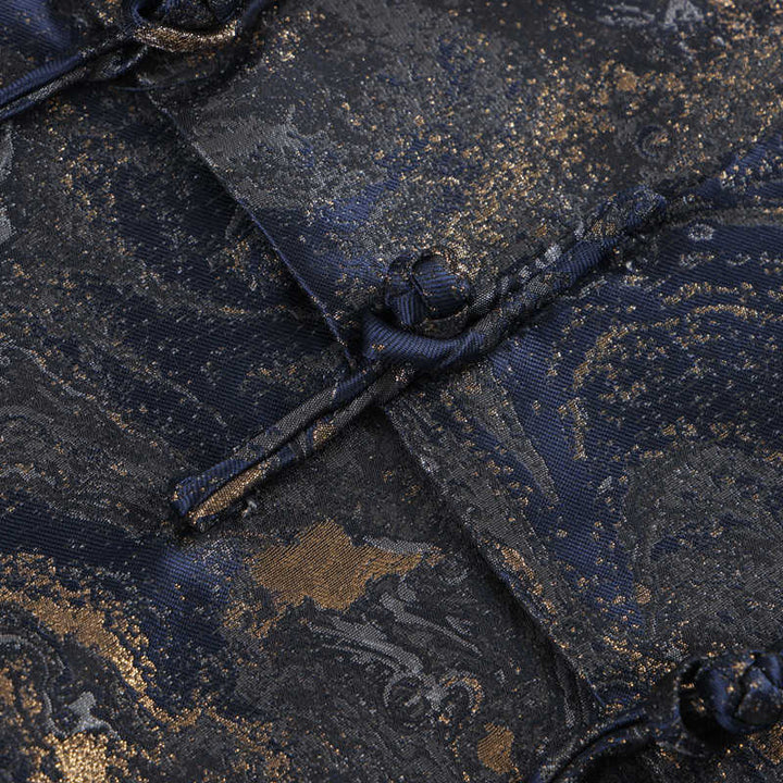 Buddha Stones Blue Flowing Water Mountains Frog-Button Long Sleeve Men's Jacket With Pockets - image 7