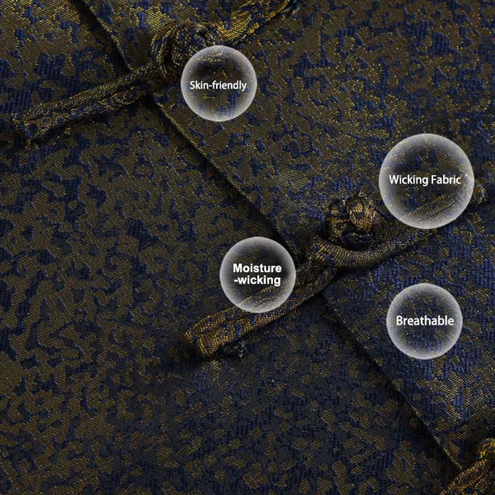 Buddha Stones Golden Desert Blue Flowers Frog-Button Long Sleeve Men's Jacket With Pockets - image 6