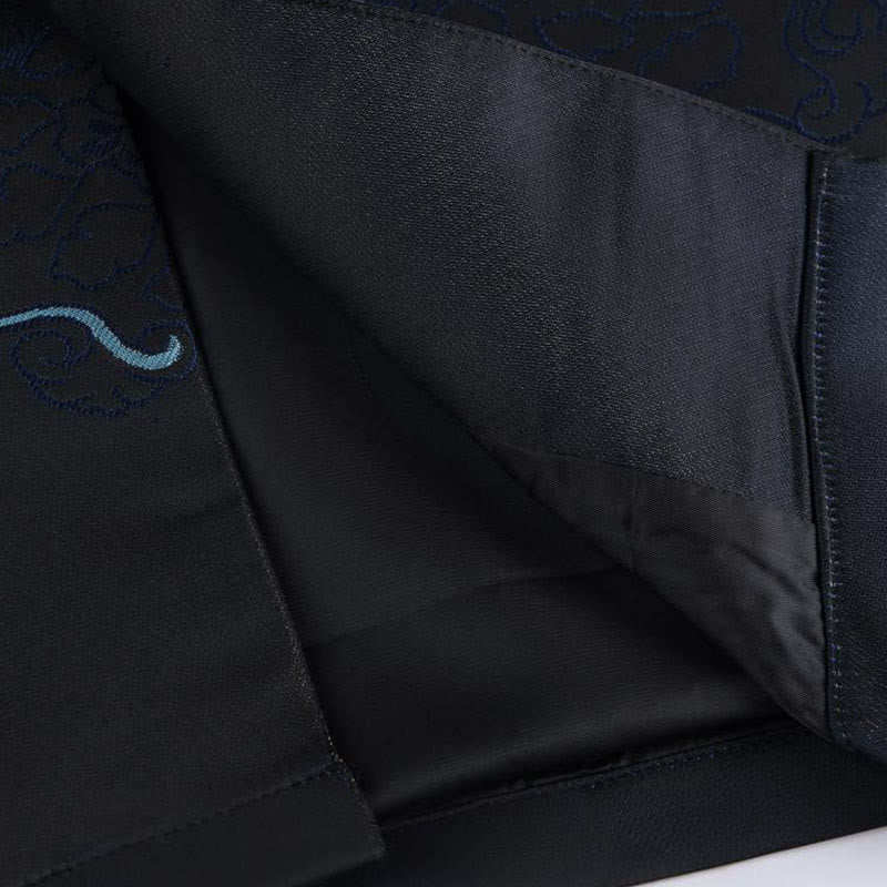 Buddha Stones Golden Desert Blue Flowers Frog-Button Long Sleeve Men's Jacket With Pockets - image 9