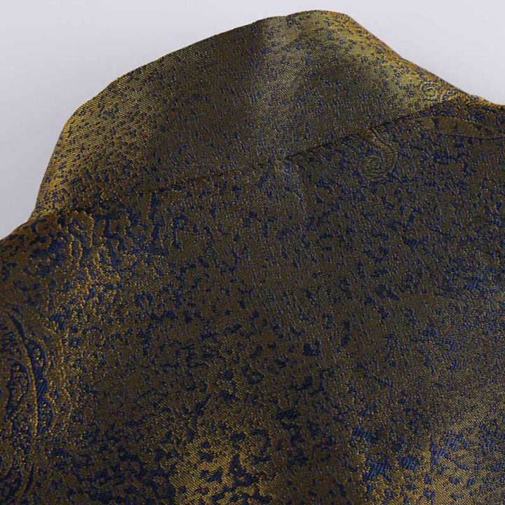 Buddha Stones Golden Desert Blue Flowers Frog-Button Long Sleeve Men's Jacket With Pockets - image 5