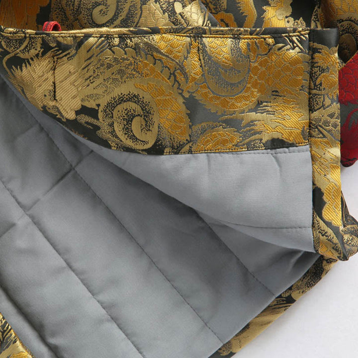 Buddha Stones Winter Dragon Jacquard Warm Frog-Button Long Sleeve Men's Jacket With Pockets - image 12