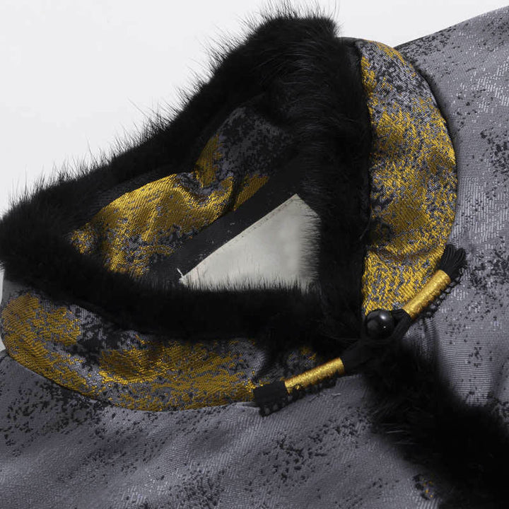 Buddha Stones Ancient Buildings Trees Frog-Button Long Sleeve Men's Jacket With Pockets - image 5