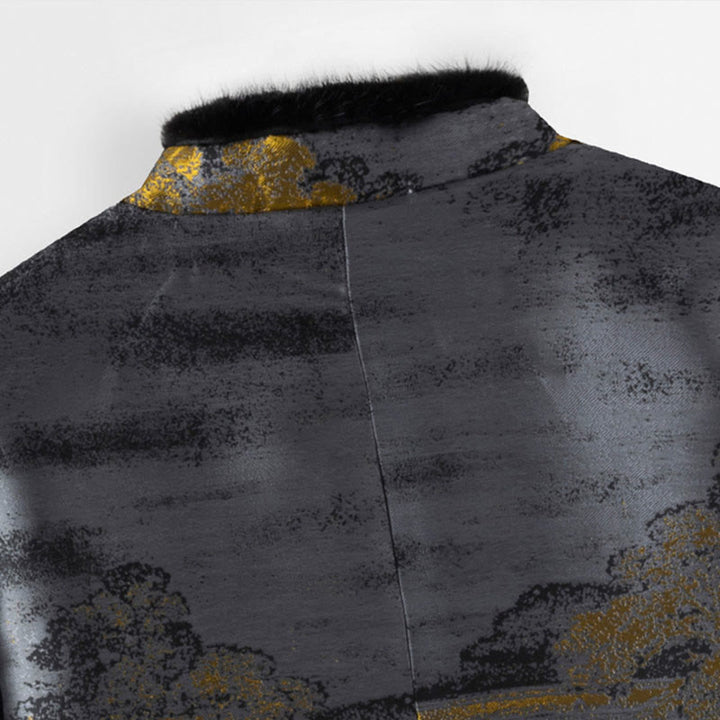 Buddha Stones Ancient Buildings Trees Frog-Button Long Sleeve Men's Jacket With Pockets - image 6