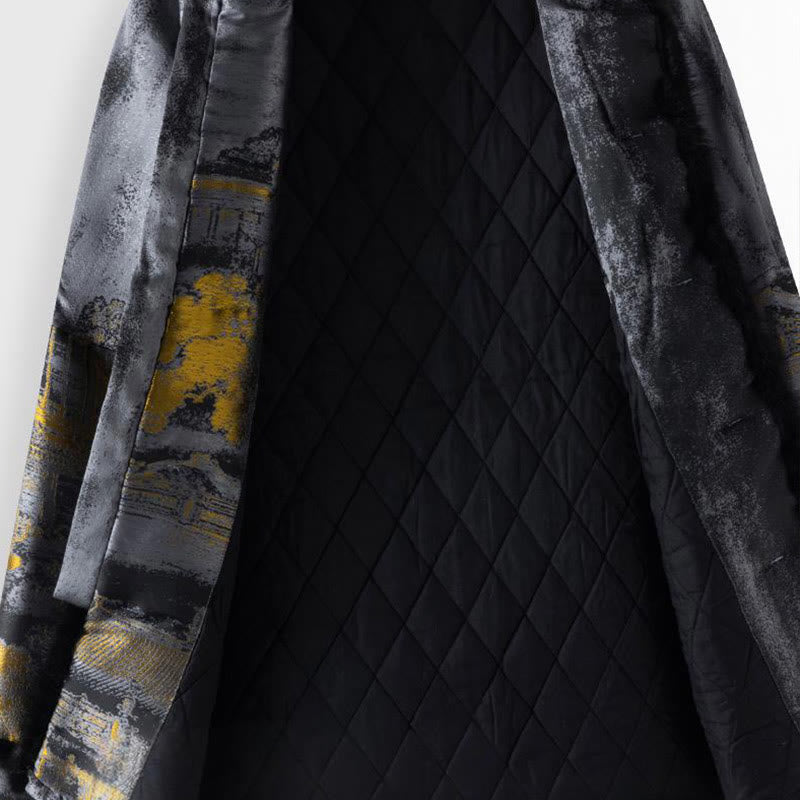 Buddha Stones Ancient Buildings Trees Frog-Button Long Sleeve Men's Jacket With Pockets - image 4