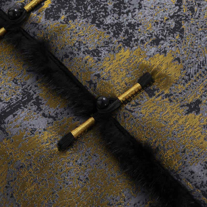 Buddha Stones Ancient Buildings Trees Frog-Button Long Sleeve Men's Jacket With Pockets - image 8