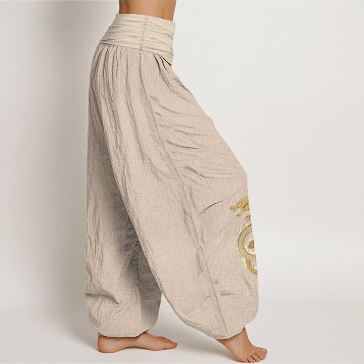 Buddha Stones Pure Cotton Dragon Pattern Women's Elastic Waist Harem Pants - image 12