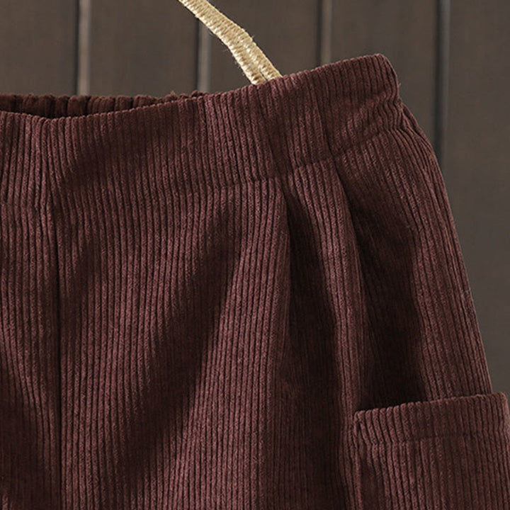 Buddha Stones Fleece-Lined High Waist Women's Wide Leg Corduroy Cotton Pants With Pockets - image 4