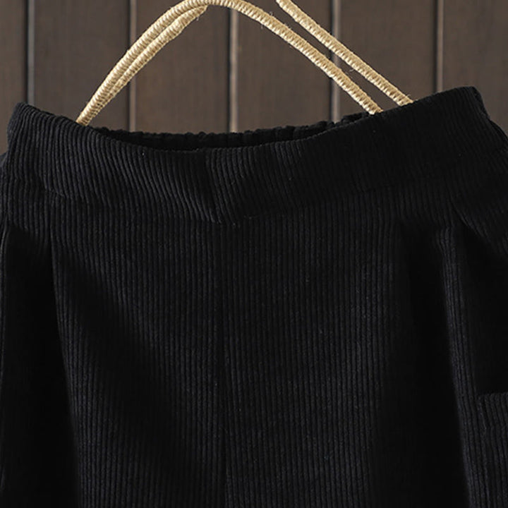 Buddha Stones Fleece-Lined High Waist Women's Wide Leg Corduroy Cotton Pants With Pockets - image 11