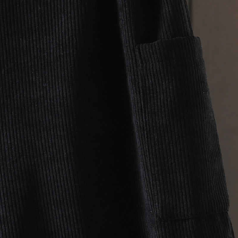 Buddha Stones Fleece-Lined High Waist Women's Wide Leg Corduroy Cotton Pants With Pockets - image 13