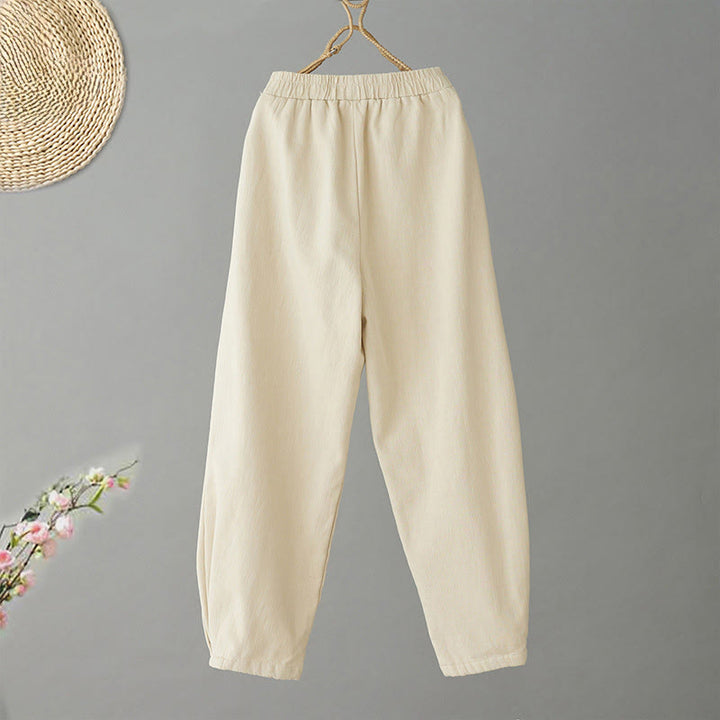 Buddha Stones Winter Women's Cotton Thermal Fleece-Lined Ankle-Length Pants With Pockets - image 1