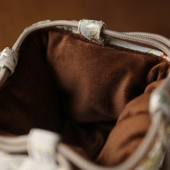 Buddha Stones Flowers Pattern Small Jewelry Storage Gift Bag 8*8*8cm - image 4