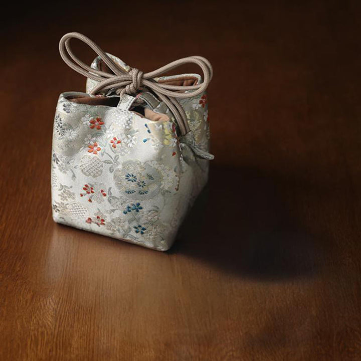 Buddha Stones Flowers Pattern Small Jewelry Storage Gift Bag 8*8*8cm - image 7