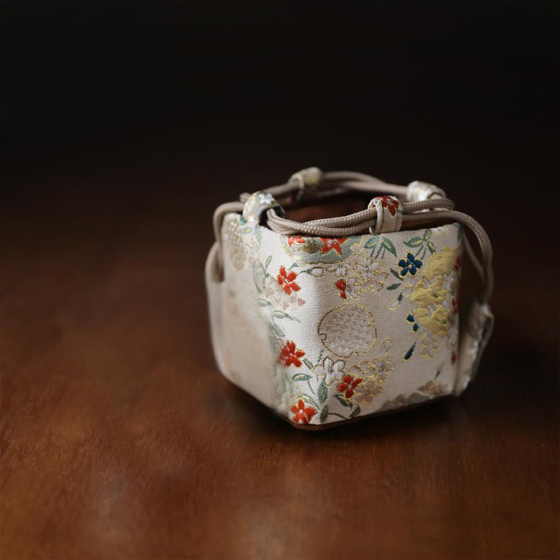 Buddha Stones Flowers Pattern Small Jewelry Storage Gift Bag 8*8*8cm - image 6