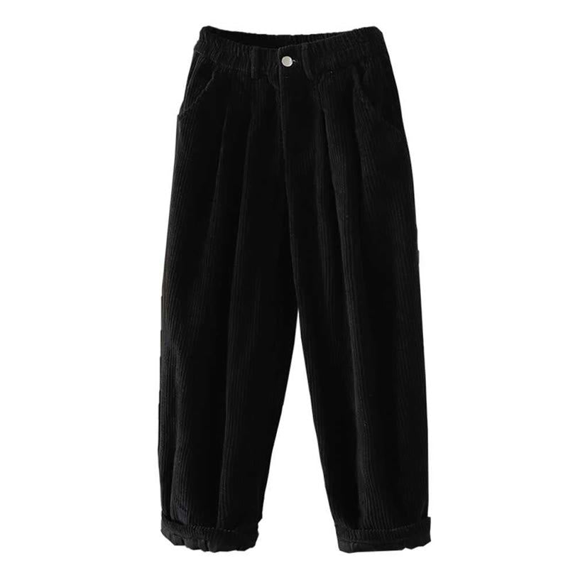 Buddha Stones Women's Winter Plain Corduroy Cotton High Waist Fleece-Lined Harem Pants With Pockets - image 17