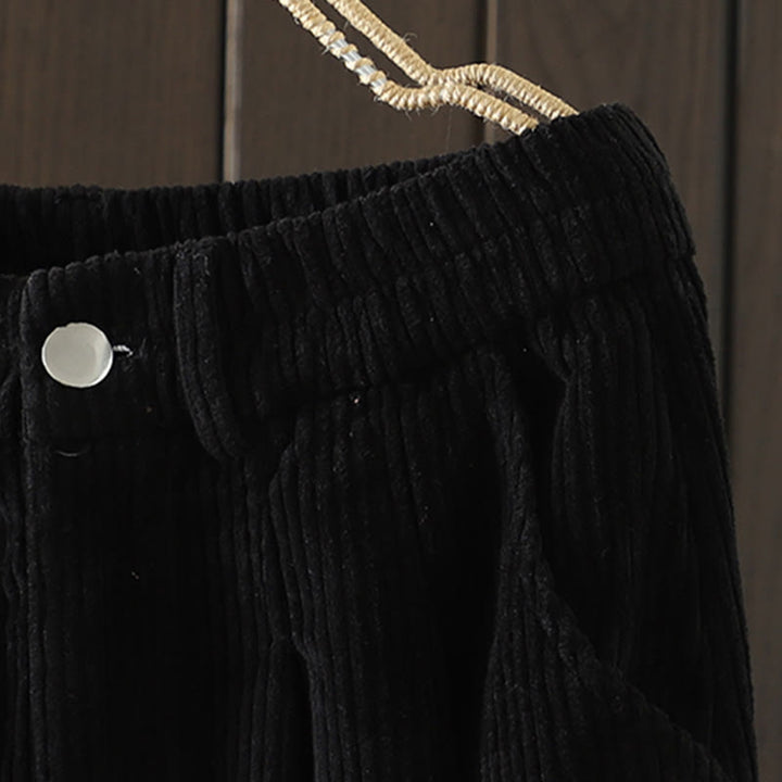 Buddha Stones Women's Winter Plain Corduroy Cotton High Waist Fleece-Lined Harem Pants With Pockets - image 14