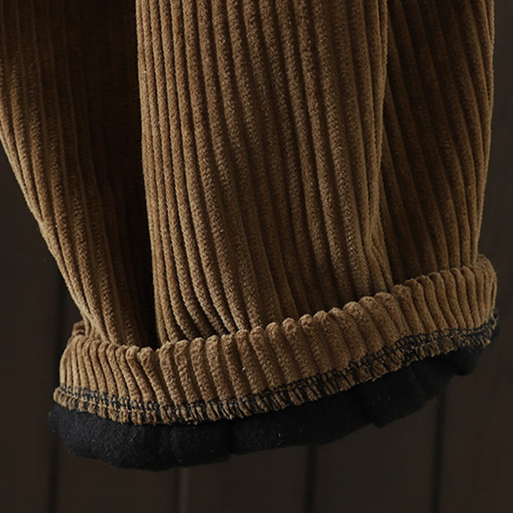 Buddha Stones Women's Winter Plain Corduroy Cotton High Waist Fleece-Lined Harem Pants With Pockets - image 22