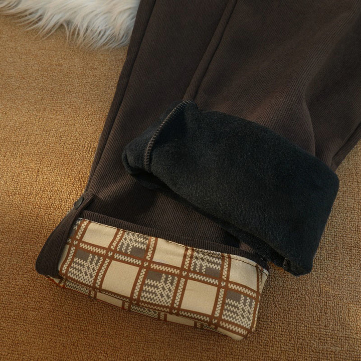 Buddha Stones Women's Patchwork Cotton Corduroy Fleece-Lined Wide Leg Pants With Pockets - image 24