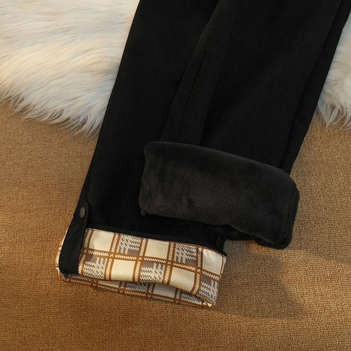 Buddha Stones Women's Patchwork Cotton Corduroy Fleece-Lined Wide Leg Pants With Pockets - image 21