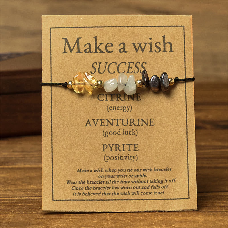 Buddha Stones Citrine Green Aventurine Pyrite Success Rope Card Bracelet - image 1