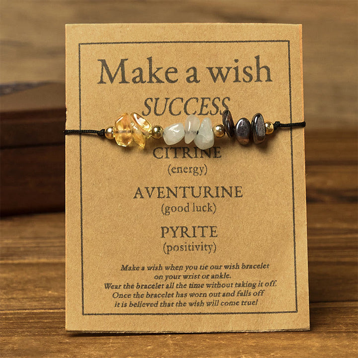 Buddha Stones Citrine Green Aventurine Pyrite Success Rope Card Bracelet - image 1