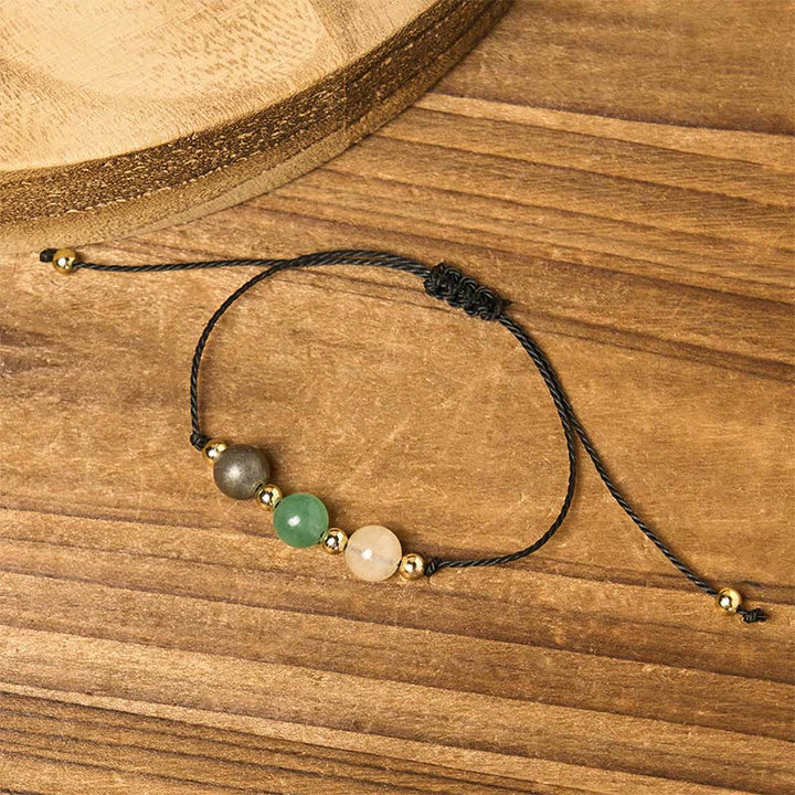 Buddha Stones Citrine Green Aventurine Pyrite Success Rope Card Bracelet - image 13