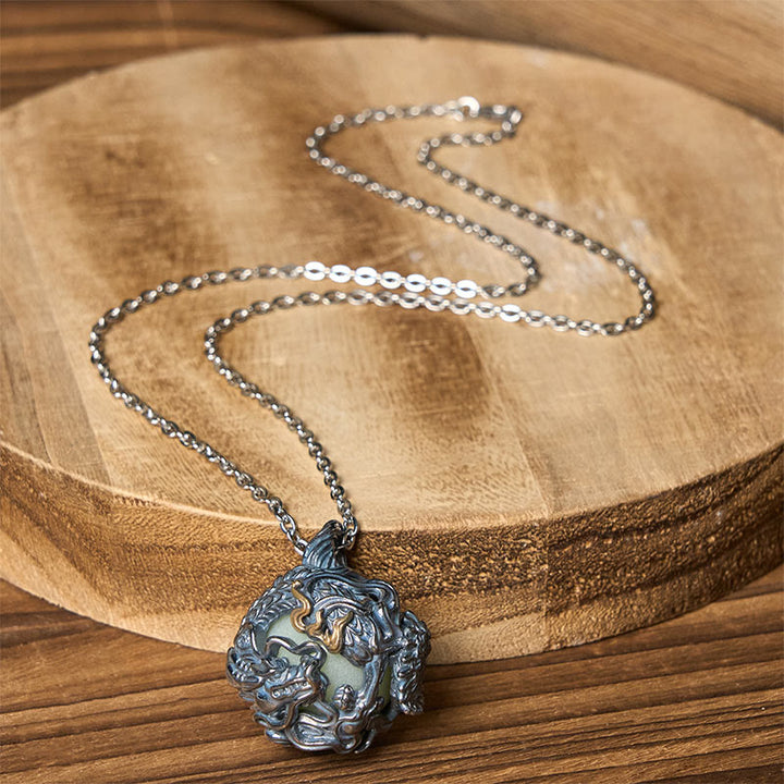 Buddha Stones Copper Dragon Surrounding Bead Strength Pendant Necklace - image 4