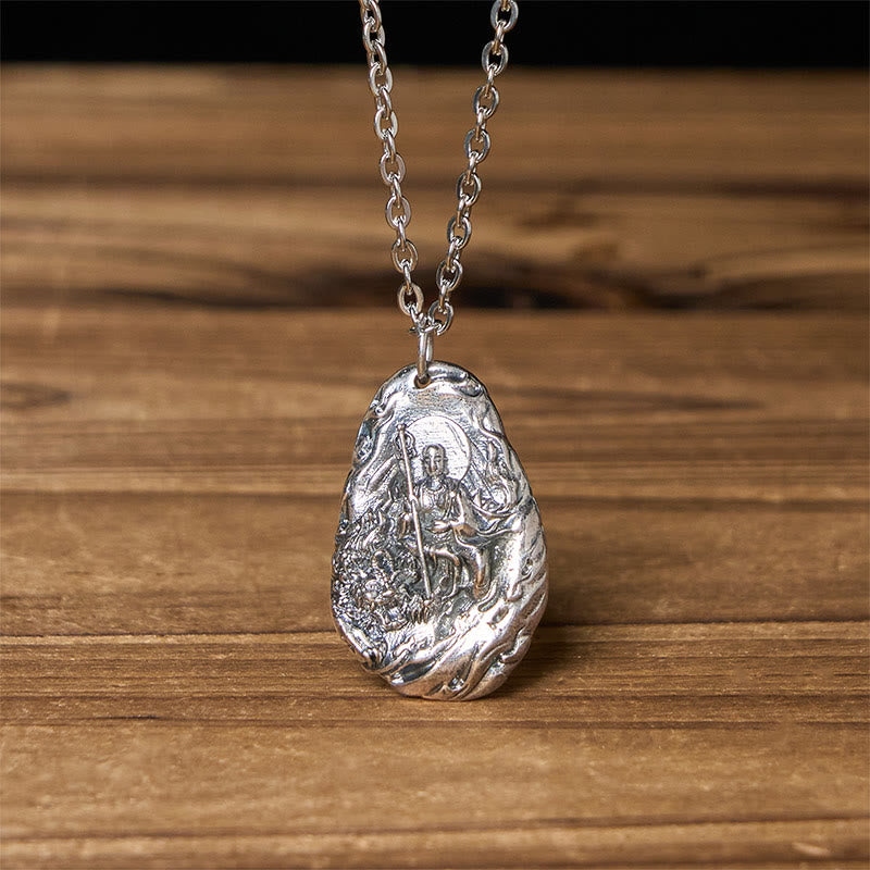 Buddha Stones Copper Kṣitigarbha Dizang Bodhisattva Compassion Pendant Necklace - image 1
