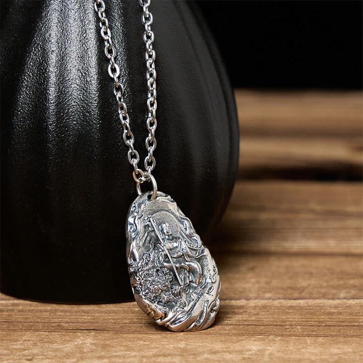 Buddha Stones Copper Kṣitigarbha Dizang Bodhisattva Compassion Pendant Necklace - image 3