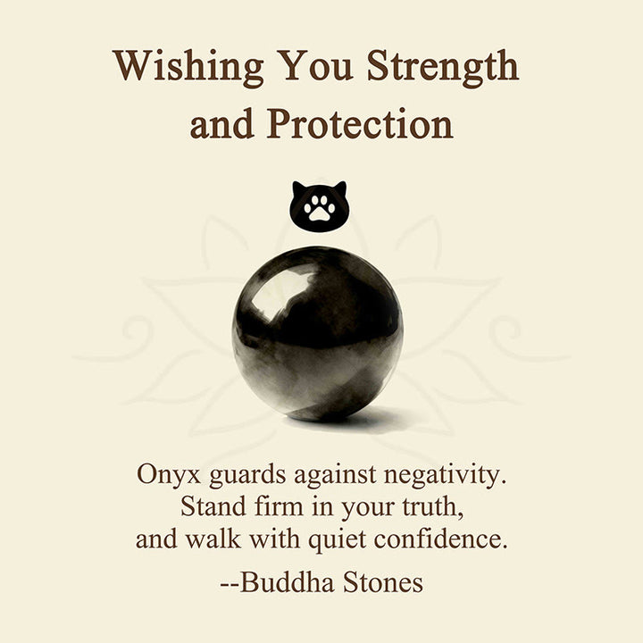 Buddha Stones "Wishing You Strength and Protection" Cat Onyx Bracelet Includes Gift Message Card - image 2