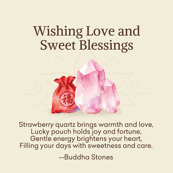 Buddha Stones "Wishing Love and Sweet Blessings"Strawberry Quartz Bracelet Includes Gift Message Card - image 2