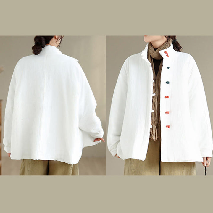 Buddha Stones Women's Winter Chinese Frog-Button Long Sleeve Cotton Thicken Jacket With Pockets - image 18