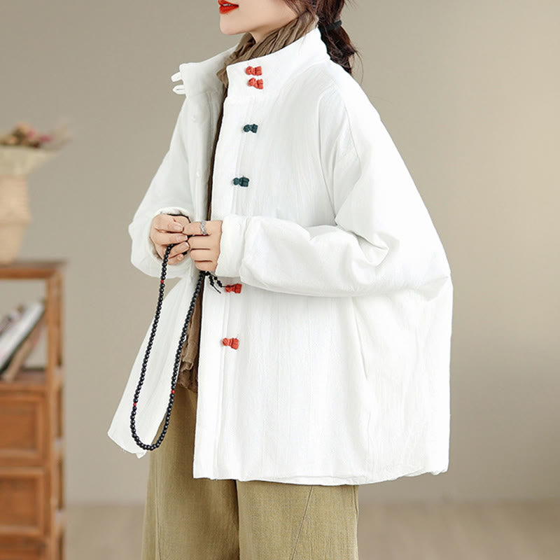Buddha Stones Women's Winter Chinese Frog-Button Long Sleeve Cotton Thicken Jacket With Pockets - image 16