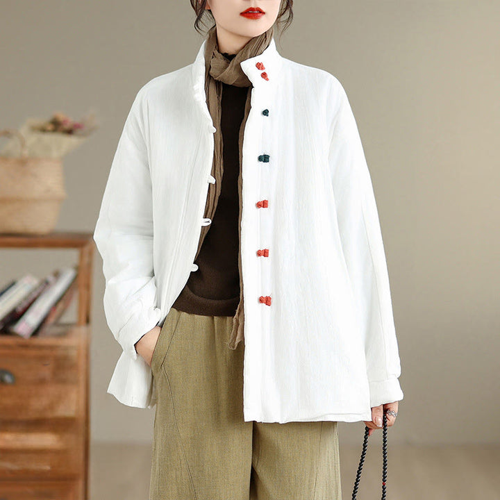 Buddha Stones Women's Winter Chinese Frog-Button Long Sleeve Cotton Thicken Jacket With Pockets - image 14