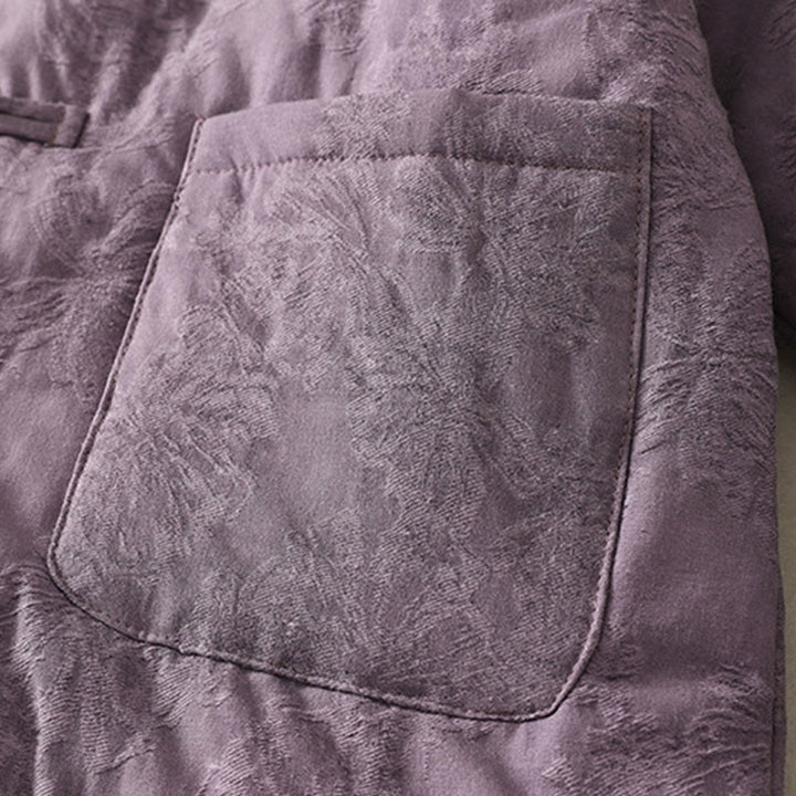 Buddha Stones Women's Solid Color Frog-Button Design Long Sleeve Cotton Jacket With Pockets - image 2