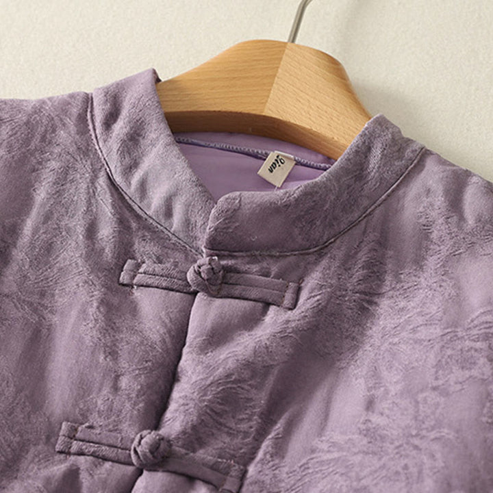 Buddha Stones Women's Solid Color Frog-Button Design Long Sleeve Jacket With Pockets - image 1