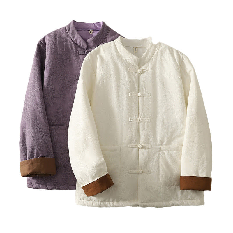 Buddha Stones Women's Solid Color Frog-Button Design Long Sleeve Cotton Jacket With Pockets - image 16