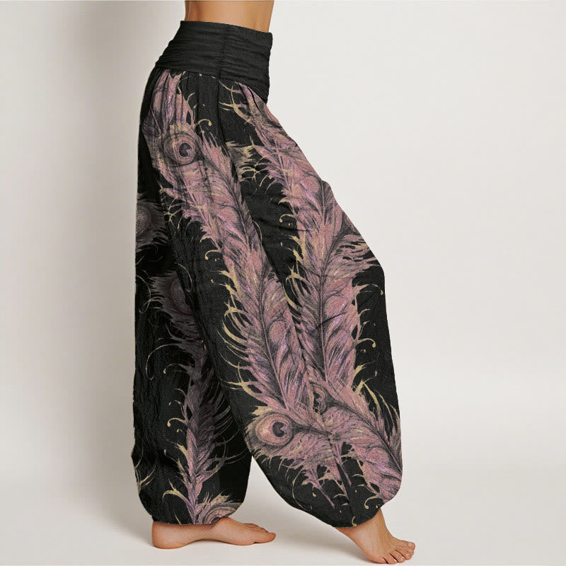 Buddha Stones Pure Cotton Bright Phoenix Pattern Women's Elastic Waist Harem Pants - image 2