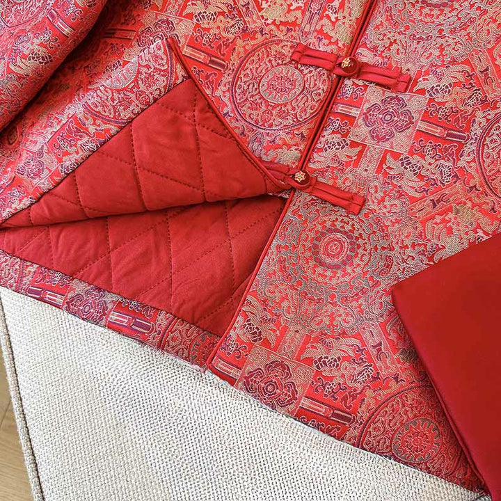 Buddha Stones Women's Jacquard Symmetric Floral Pattern Long Sleeve Jacket With Pockets - image 11