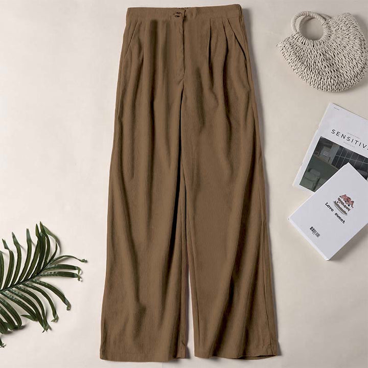 Buddha Stones Casual Corduroy Straight-leg Women's Pants With Pockets - DarkGoldenrod - US14，UK/AU18，EU46 (2XL) - image 0