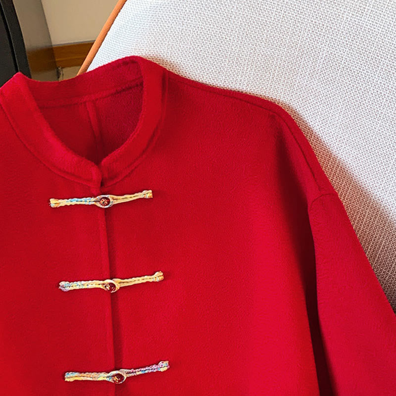 Buddha Stones Winter Embroidery Buttons Design Long Sleeve Women's Cotton Jacket With Pockets - image 4