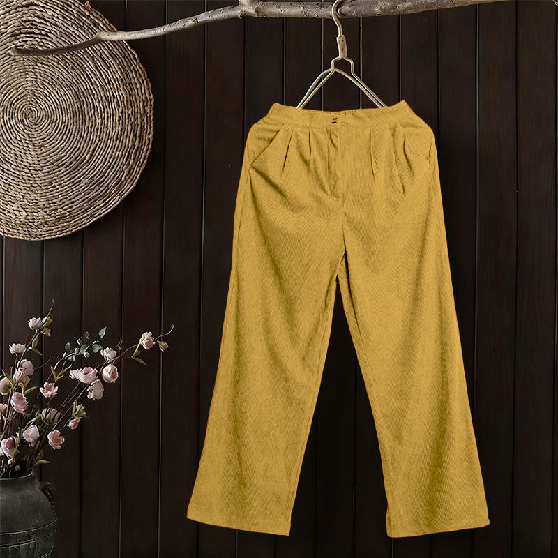 Buddha Stones Casual Corduroy Straight-leg Women's Pants With Pockets - image 19