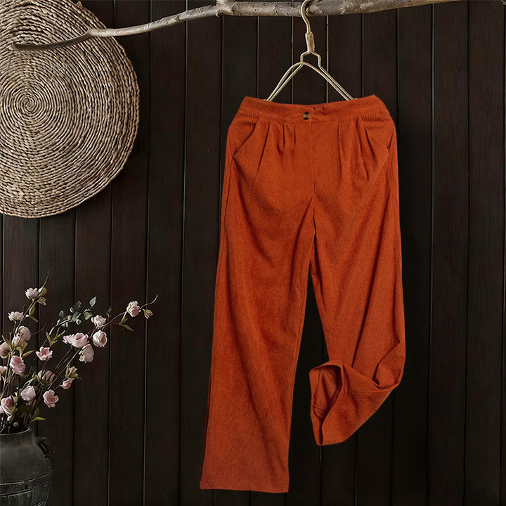 Buddha Stones Casual Corduroy Straight-leg Women's Pants With Pockets - image 31